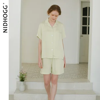 De Vară 2020 Solid de Culoare Satin cu Mânecă Scurtă, pantaloni Scurți, Pijamale pentru Femei Vascoza Haine de Acasă 2 Bucata Body Elegant Sleepwear