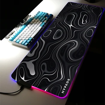 De Vânzare la cald Artistic Val RGB LED-uri de Lumină de Jocuri Accesorii Condus 400*900 MM Negru Mare MousePad XXL Cameră Mare Covor Tastatura Birou Mat