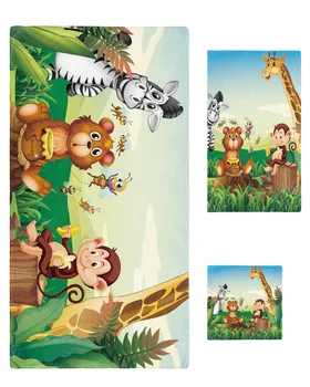 Desene animate de Animale de Pădure Zebra, Girafa Prosop Set Bathtowel Facetowel Handtowel Baie Moale Fata Prosop de Baie, Prosop de Călătorie Seturi 3pcs