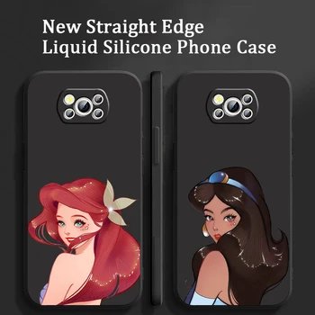 Disney Fată Prințesă Sirenă Lichid Coarda Telefon Caz Pentru Xiaomi Mi Poco X4 X3 C40 C3 M4 M3 F4 F3 GT Pro NFC 5G Capac Moale Shell