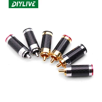 DIYLIVE cupru Pur fibra de carbon lotus mufă audio și amplificator audio de putere RCA terminal 4.5/6mm diametru mic plug AV Imagine 0