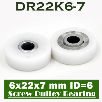 DR22K6-7-Șurub Fulie de Rulment 6*22*7 mm ( 2 BUC ) Ușile și Ferestrele cu Role Mut Roata POM 636 ID=6 Acoperite cu Plastic Rulmenti