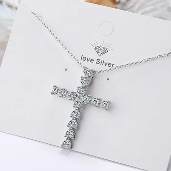 Dragoste Inima în Formă de Mici 5A Zirconia Farmec Cruce Pandantiv Coliere Placate cu Argint Lanț Colier Moda Bijuterii Cadouri pentru Femei