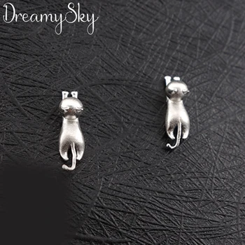 DreamySky Brand Ureche en-Gros de Argint de Culoare Pisică Cercei Pentru Femei Doamnelor Cadouri femme Pendientes Imagine 0