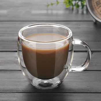 Dublu-strat de ceașcă de cafea cu mânere rezistente la Căldură de sticlă transparentă Creative în formă de ou cana de cafea de Birou simplu pahar Giftmug