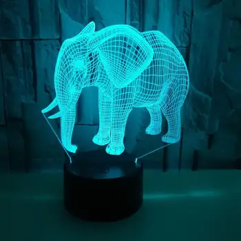Elefant colorat Led Lumina de Noapte Electronice Creative 3d Masă Lampă de Noptieră Colorate 3d Touch de la Distanță Veioza Copii Lampa