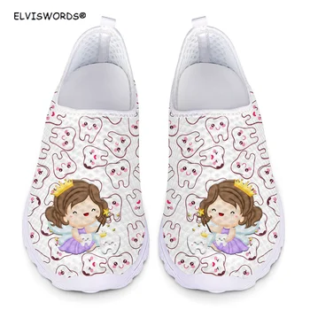 ELVISWORDS Dinți frumoși și Asistenta Printuri de Aer Respirabil ochiurilor de Plasă Adidasi pentru Femei de Moda Doamnelor de Mers pe jos Confortabil Pantofi Mocasini