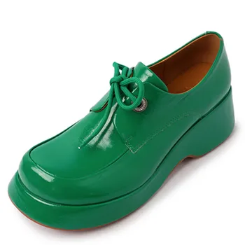 ENMAYER 2023 Nou Sosit Real Pantofi din Piele pentru Femei Dantela-Up Pantofi Casual Mocasini Lady Pantofi de Moda Rotund Toe Încălțăminte Size34-39