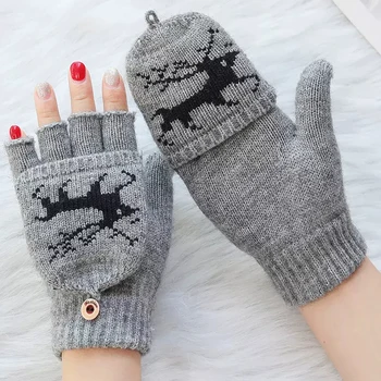 EUMOAN Iarna noi caldă pentru copii mănuși de Copil de Crăciun Elf Mic Vulpe copilul Mijlociu de culoare solidă tricot mănuși