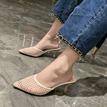 Femei Brand Papuci Pantofi De Lux Catâri Tocuri Joase Femei Pantofi Mocasini Pantofi De Designer, A Subliniat Toe Slide-Uri Doamnelor Alunecare Pe Sandale