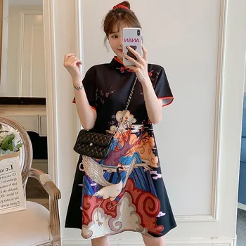 Femei Retro Qipao Rochie Stil Chinezesc Cheongsam Doamna De Moda Elegante, Rochii Mini Oriental Tradițional De Îmbrăcăminte De Epocă Vestidos Imagine 0