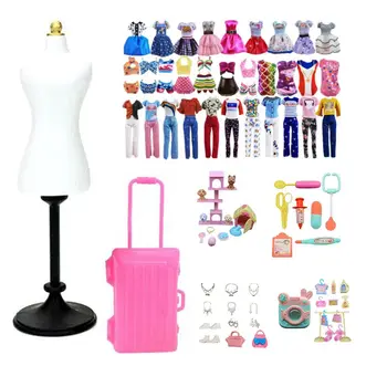 Fierbinte De Vânzare De Moda 60 De Articole / Lot Jucarii Copii, Accesorii = 1 +Random 15 Haine Rochie De Costume De Baie + 44 Mini Lucruri Pentru Barbie
