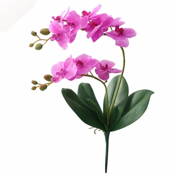 Flori artificiale Real Atinge Latex 2 Ramura de Flori de Orhidee cu Frunze Decor Nunta Flores