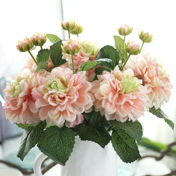 Flori de mătase nunta trandafiri, dalii cu flori Artificiale toamna vie fals frunze de flori de nunta buchete de mireasa decor Imagine 0