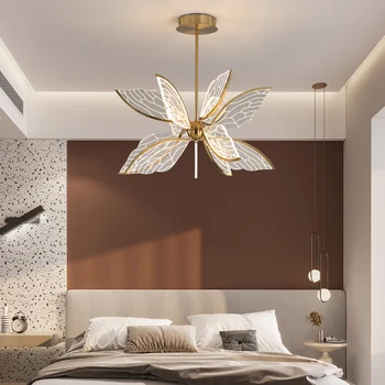 Fluture Modern Living Pandantiv cu LED-uri Lampă Nordic Simplu Dormitor Bucatarie Creative de Aur Placat cu Acrilice Aripa Candelabru