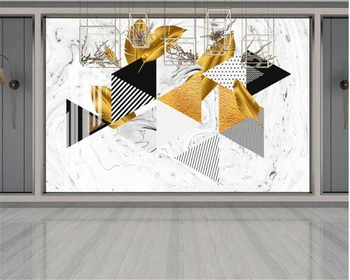 Foto personalizat Tapet Mural 3D Marmură de culoare Triunghi Geometrie Model de Living cu TV Fundal picturi Murale Decor Acasă