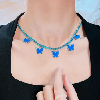 Foydjew de Lux Super Zana Fluture Cravată Coliere Încrustat cu Deplină Zircon Albastru de Mare de Cristal Brățări Seturi de Bijuterii Pentru Femei