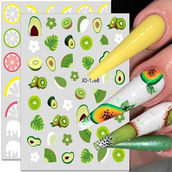 Fructe de vara de Unghii Autocolante 3D Lamaie Capsuni Pepene verde Piersici Unghii Decalcomanii Auto Adezive Autocolant DIY Design Nail Art Decor Imagine 0