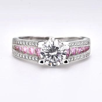 Garilina Moda Bijuterii de culoare Roz Și Alb Cristale Austriece Argint Culoare inel Pentru Femei Aniversare Cadou de Nunta AR2261