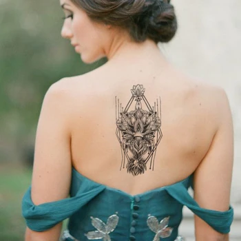 Geometrice FlowerTai Chi Frunze Impermeabil Tatuaj Temporar Autocolant Colier De Perle Negre Stil De Tatuaje Body Art Brațul Tatuaj Fals