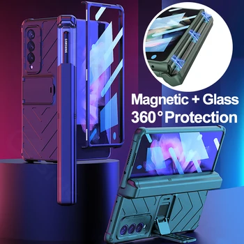 GKK Toate incluse Magnetic Balama Ecran de Sticlă de Caz Pentru Samsung Galaxy Z Fold 3 Caz Diapozitiv Suport Stilou Cover Pentru Galaxy Z Fold3 5G Imagine 0