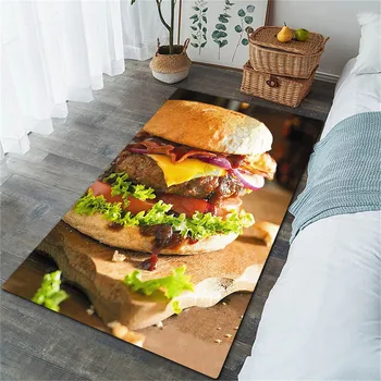 Hamburger delicios 3D Peste Tot Imprimate Covor Non-alunecare Mat Sala de Mese, Living Moale Covor Dormitor 04 Imagine 0