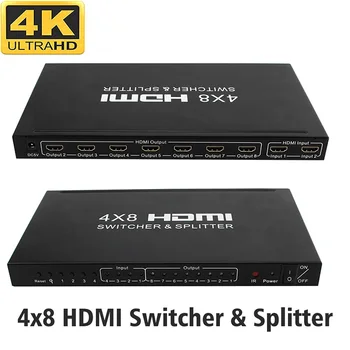 HDMI Matrix 4x8 HD 4K, 2K Switch HDMI Splitter 3D 1080P 4 Intrare 8 Ieșire HDCP HDMI Switcher Splitter Converter Adaptor + Telecomanda