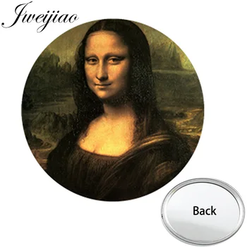 JWEIJIAO Mona Lisa Portret de caracter Oglindă de Buzunar Celebru Oill Picturi Femei Portabil Compact Machiaj Vanitatea Parte Oglinzi Imagine 0