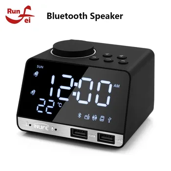 K11 Difuzor Bluetooth Radio FM, Ceas cu Alarmă Cu USB LED Ceas Digital Portabil de boxe Home Ceas Digital de Control Telefon vorbitor Imagine 0