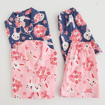 KISBINI Vară Subțire Seturi de Pijamale Pentru Femei Imprimate Buton Mâneci Scurte Tricou+pantaloni Scurti din Bumbac Pur de sex Feminin Pijamale Pijamale