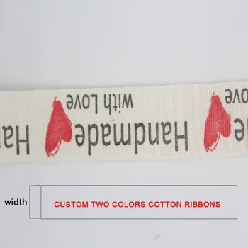 La 100 de metri MOQ 1.5-2cm două culori imprimate din bumbac chingi model personalizat Logo-ul panglici îmbrăcăminte Eticheta panglică