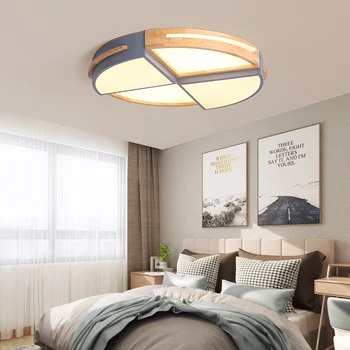 LED Lumina Plafon Gri/Alb Nordic Elegant din Lemn pentru Living Dormitor Studiu Montate pe Suprafață corp de Iluminat 6cm Inaltime