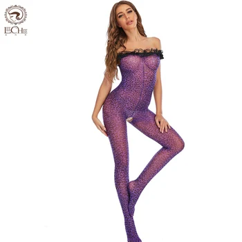 Leechee Nou Sexy Femei Body Mov Leopard Print-O Singură Bucată Deschis Picioare Lenjerie De Pe Umăr Erotic Costume Body Teddy