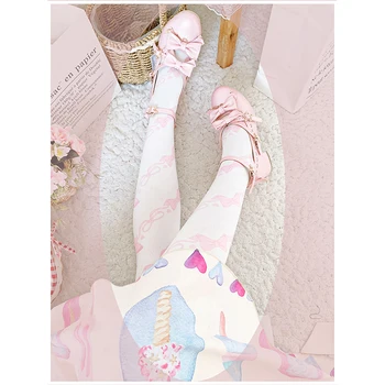 Lolita sosete femei vara și toamna șosete catifea print șosete până la genunchi Lolita Japoneze ciorapi