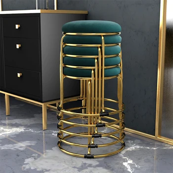 Lumina de lux placat cu aur de familie scaun rotund scaun moale care pot fi stivuite de stocare rotund scaun de masa scaun de moda machiaj scaun Imagine 0