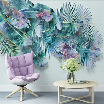 Lumina Tapet de Lux Pentru Living Planta Tropicala Frunze Nordic Minimalist Modern, TV Fundal gazete de Perete Home Decor Mural
