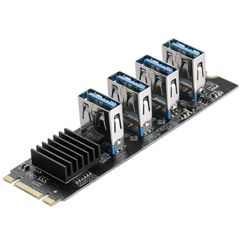 M. 2 Nvme La 4 USB de extensie PCIE Adaptor M2 M-Cheie Pentru PCIE 1X USB 3.0 Converter Carte W/ Radiator Pentru Bitcoin Miner Minier