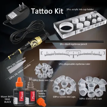 Machiaj Permanent Mașină Pen Kit cu Cerneală Tatuaj Ceașcă Titularul Spranceana Rigla Creion de Tatuaj Ace de Sfaturi Spranceana Microblading Set