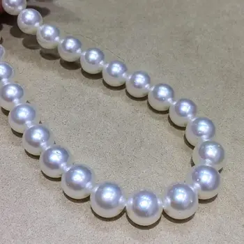 MADALENA SARARA 10-13mm Pearl Colier Strand Natural White Pearl fără Cusur, Perfect Rotund Colier de Perle 18
