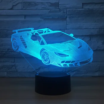 Mașină de jucărie 3d Lumina de Noapte Lângă Lampă de Control de la Distanță Reglabilă 7 Culori Cablu USB Smart Touch de Birou LED-uri Lampa de Masa Cadou de Ziua de nastere Imagine 0