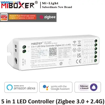 MiBoxer ZL5 Zigbee 3.0 5 in 1 Benzi cu LED-uri Controler 2.4 G Singură Culoare/Dual White/RGB/RGBW/RGBCCT Lumini de Banda Dimmer DC 12V 24V