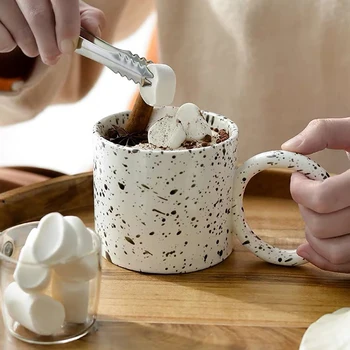 Micul dejun Ceașcă de Cafea 450ml Lapte Cani Ceramice Scurt Rezumat Design Manual de Ovăz, Cacao Desert Cana Cadou Rafinat pentru Cupa Prieten Imagine 0