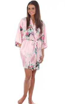 Mini Sexy Roz Chineză Tradițională Femei Halat de Mătase Noutate Kimono Yukata Pijamale Imprimate cămașă de noapte S M L XL XXL XXXL RB129