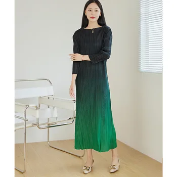 Miyake cutat rochie lungă femei high-end gradient de culoare fusta temperament pachet șold drept bottom fusta Imagine 0