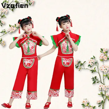 Naționale Tradiționale Yangko Dans Purta Copii Antic Chinez Dansatoare Purta Clasice Fete Orientale De Anul Nou Fan Dance Tinuta Imagine 0