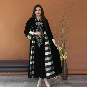 Negru Abaya Dubai Turcia Musulmană Brodate Rochie 2021 Caftan Arabi Arabe Islamice Îmbrăcăminte Kimono Femme Musulmane Djellaba
