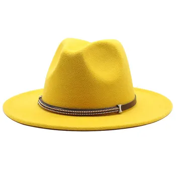 Negru Fedoras Hat Pentru Barbati Femei Pălărie, Pălării Panama Europeană stil American Margine Largă Centura de Jazz Capac Toamna шапка мужская Imagine 0