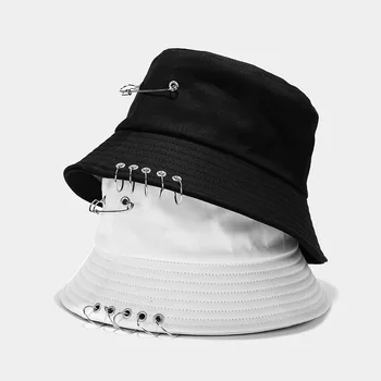 Noi Bumbac Pălărie Găleată de Cinci-Pin inel de Pescar Palarie de Vara pentru Femei de protecție Solară Bărbați Panama Șapcă de Soare, Pălărie de Protecție Pliabil Unisex Imagine 0