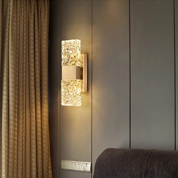 Nordic Cristal Cupru Lampă de Perete Transparent Creative de Perete de Lumină LED-uri de Tranșee Pentru Camera de zi Dormitor Scara Vestiar Baie