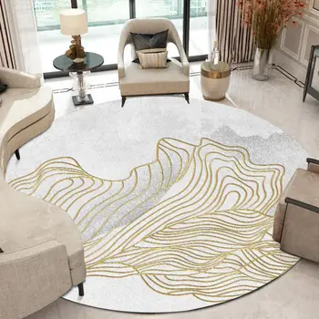 Nou Stil De Aur Linie De Cerneală Gri Deschis Camera De Zi Dormitor Coș De Agățat Scaun Rotund Mat CarpetCustom Dimensiune